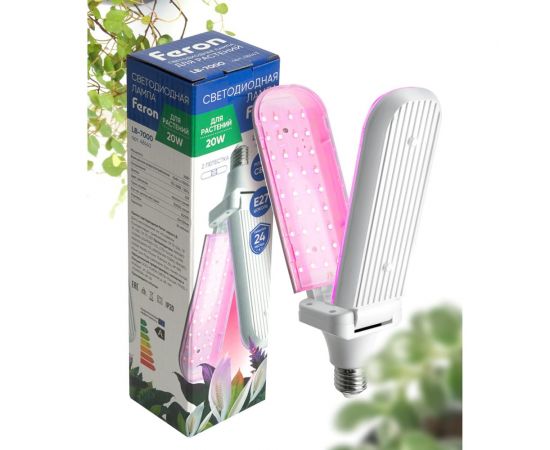 Светодиодная лампа FERON 2-х лепестковая LB-7000 E27 20W красно-синий спектр, 48443 – изображение 12