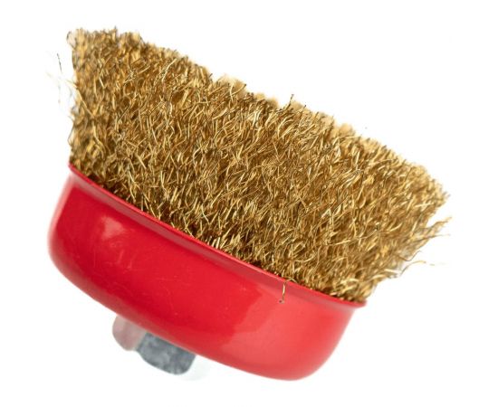 Щетка-чашка по металлу 75 мм, М14, латунная для УШМ SAMGRUPP 16209 – изображение 3