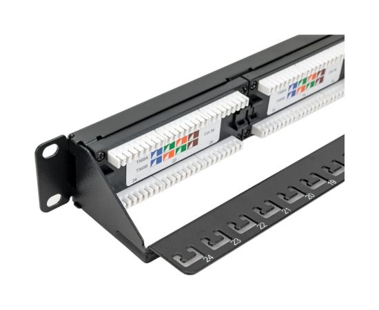 Панель NIKOMAX 19"", 1U, 24 порта, Кат.5e, RJ45/8P8C, неэкран., черная NMC-RP24UD2-ES-1U-BK – изображение 4
