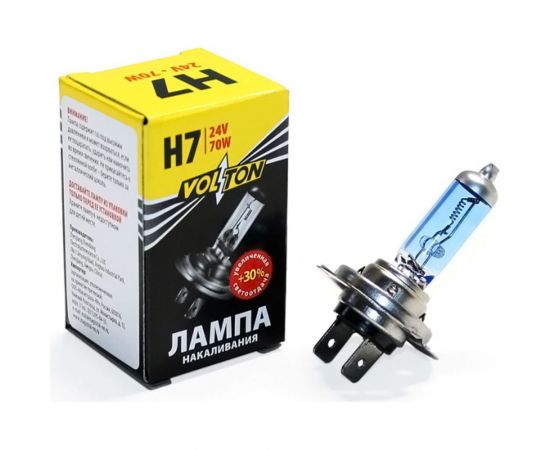 Лампа VOLTON галогенная, H7, 24 В, 70 Вт, PX26d +30% VLT1413U 