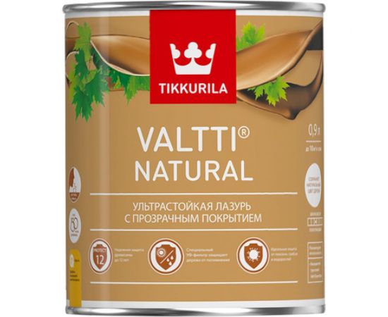 Лазурь TIKKURILA VALTTI NATURAL ультрастойкая с прозрачным покрытием, полуглянцевая 9л 700011549 