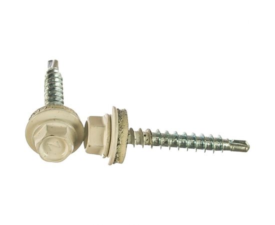 Кровельный саморез Tech-Krep КР сверло 4,8х35 RAL-9003 ярко-белый 60 шт, коробка с окном 124645 