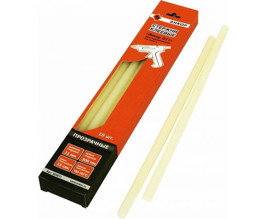 Стержни клеевые 11х300мм, 10шт, Энкор 011 505011 