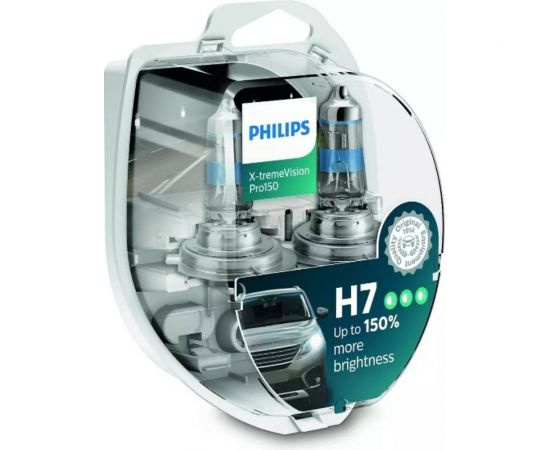 Автолампа PHILIPS H7, 55 Вт, PX26d+150%, X-tremeVision Pro150, 2 шт., 12 В 12972XVPS2 