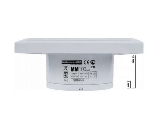 Вентилятор для ванной MMOTORS JSC мм 100 квадратный, белый, (с обратным клапаном) 1047 – изображение 3