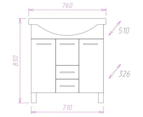 Тумба с раковиной Onika МОНИКА 75.10 107501 – изображение 2