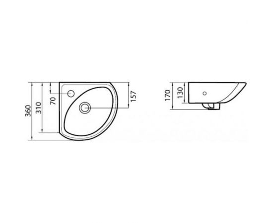 Умывальник угловой Sanita Веер 36 УП Белый, ВКС 00021026 – изображение 2