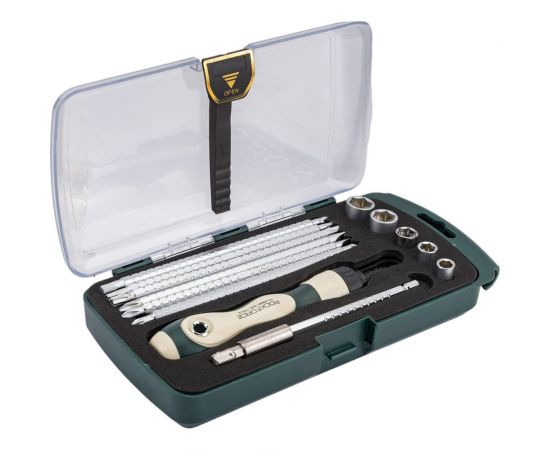 Реверсивная отвертка ROCKFORCE телескоп. переставная 2в1 с набором бит и головок 13пр. RF-2133 – изображение 6