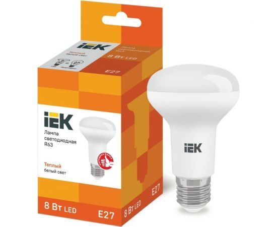 Светодиодная лампа IEK ECO R63 рефлектор 8Вт 230В 3000К E27 LLE-R63-8-230-30-E27 – изображение 3