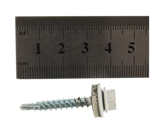 Кровельный саморез Tech-Krep КР сверло 4,8х35 RAL-9003 ярко-белый 60 шт, коробка с окном 124645 – изображение 3