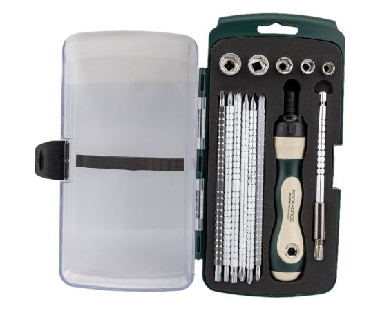 Реверсивная отвертка ROCKFORCE телескоп. переставная 2в1 с набором бит и головок 13пр. RF-2133 – изображение 5