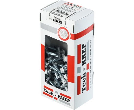 Кровельный саморез Tech-Krep КР сверло 4,8х35 RAL-9003 ярко-белый 60 шт, коробка с окном 124645 – изображение 2