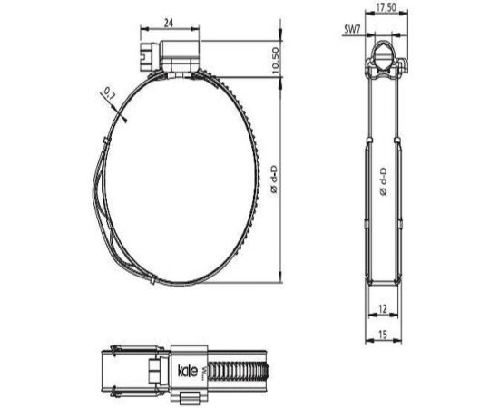 Хомут с пружинной вставкой KALE WD IS 60-80/12 W3 уп. 10 шт. 60-80 WD1273IS – изображение 4