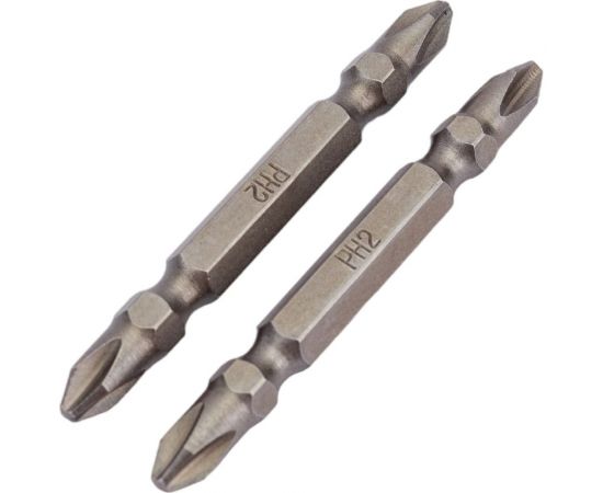 Биты двухсторонние намагниченные (2 шт; PH2; 65 мм; CrV) ТУНДРА 1124363 