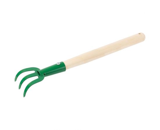 Стальной 3-зубый рыхлитель КЭС 75x70x440 мм, деревянная рукоятка 21020022 