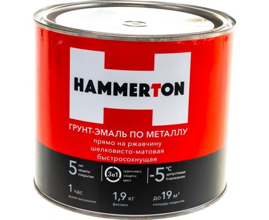 Грунт-эмаль по ржавчине Hummerton 3 в 1 зеленый 1.9 кг 6 205553 