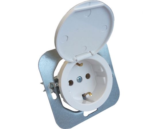 Механизм 1-местной розетки Bylectrica СУ с с заземлением, с крышкой, серия ПРОВАНС, белый, РС16-1412 