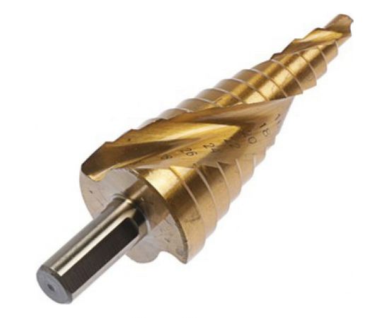 Сверло ступенчатое PRO (6-30 мм; HSS TiN; спиральный профиль; трехгранный хвостовик) ТУНДРА 4087170 – изображение 3