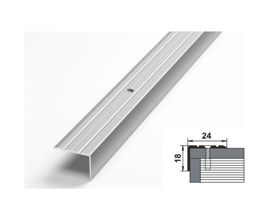 Порог угловой алюминиевый (24х18 мм, 1,8 м, анодированный, Серебро) ЛУКА 00000002518 – изображение 2