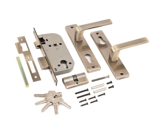 Врезной замок с ручками Аллюр 126/1 AB старая бронза 1071 – изображение 3