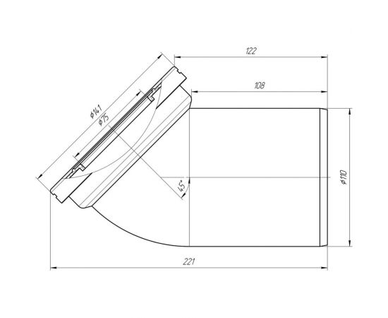 Фановая труба для унитаза АНИ Пласт 110 мм, 45 гр., пластиковая труба W4220 025-0159 – изображение 4