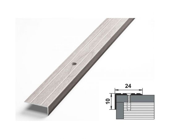 Порог угловой алюминиевый декоративный (24х10 мм, 0,9 м, Ясень белый) ЛУКА УТ000024615 – изображение 2