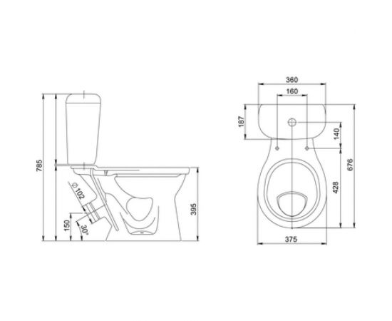Унитаз-компакт Santeri Виктория белый нижний подвод косой выпуск 1/реж 1.P301.6.S00.00B.F 023-1638 – изображение 3