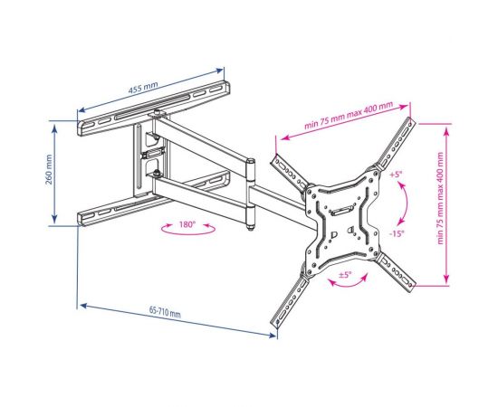 TV кронштейн Kromax DIX 19 black 20260 – изображение 6