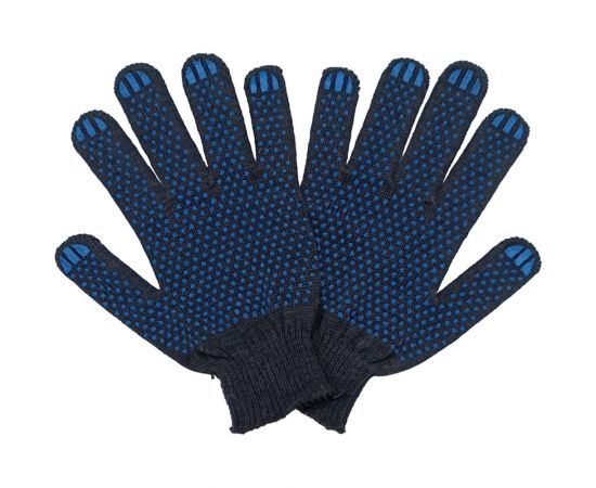 Трикотажные перчатки с ПВХ ПРОМПЕРЧАТКИ 4 нити, 10 класс, черные, 10 пар ПП-25030/10 