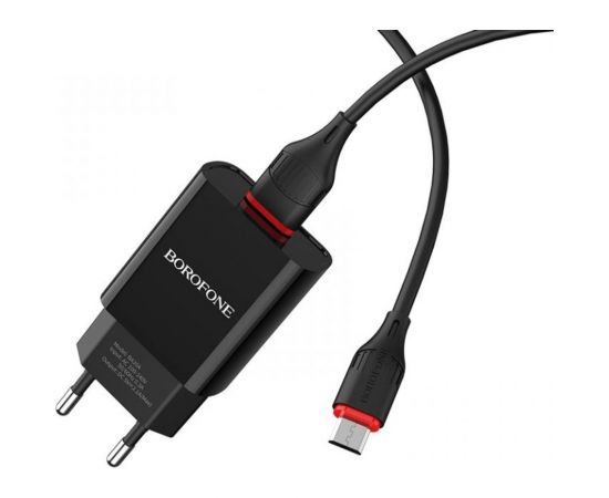 Сетевое ЗУ Borofone BA20A, 1хUSB-А + кабель AM-microBM, 1 м, черный 23752-BA20ABKM 