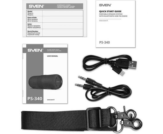 Портативная колонка SVEN АС PS-340 черная, 24 Вт, Waterproof (IPx6), TWS, Bluetooth, FM, USB, 3600 мА*ч SV-021283 – изображение 4