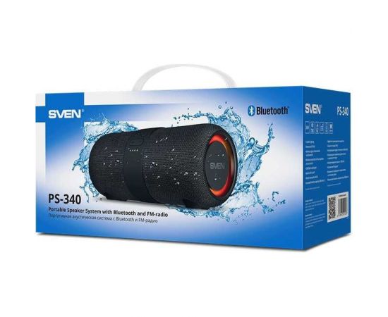 Портативная колонка SVEN АС PS-340 черная, 24 Вт, Waterproof (IPx6), TWS, Bluetooth, FM, USB, 3600 мА*ч SV-021283 – изображение 3