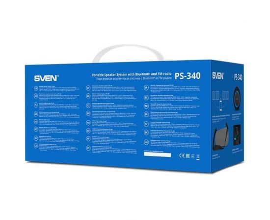 Портативная колонка SVEN АС PS-340 черная, 24 Вт, Waterproof (IPx6), TWS, Bluetooth, FM, USB, 3600 мА*ч SV-021283 – изображение 2