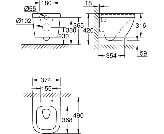 Подвесной компактный унитаз GROHE Euro Ceramic спец покрытие 3920600H – изображение 2