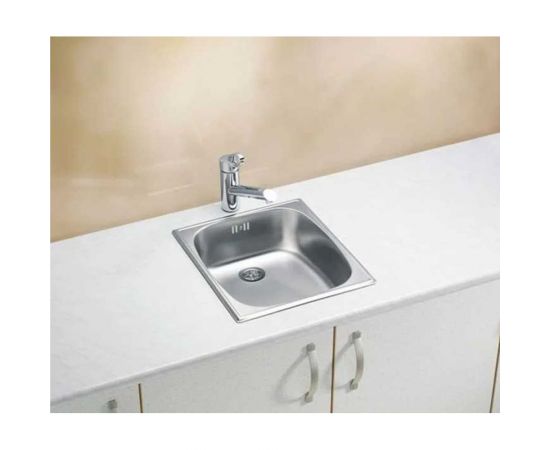 Мойка ALVEUS BASIC 10 NAT-90 380х440 мм, 1X в комплекте с сифоном 1102384 1082195 – изображение 2