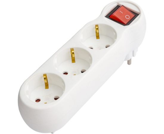 Белый тройник с выключателем IEK, Т-01/03В 3 места 2P+PE 16А WTP10-16-03-ZK-K01 – изображение 4