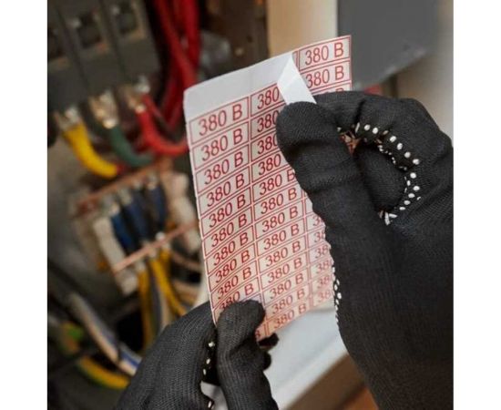 Наклейка знак электробезопасности 380В REXANT 10x30 мм 210 шт 56-0008 – изображение 2