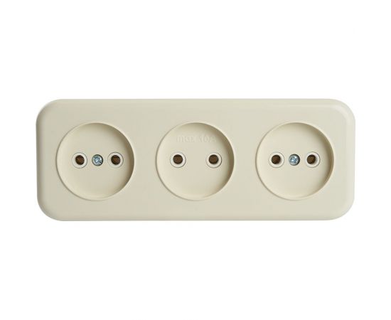 3-местная розетка STEKKER без заземляющего контакта, 250В, 16А, IP20, PST16-50-20 (RA 16-344-БЖ), слоновая кость 49055 – изображение 6