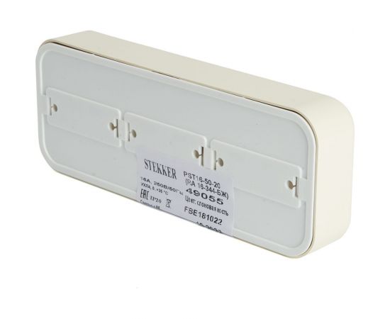 3-местная розетка STEKKER без заземляющего контакта, 250В, 16А, IP20, PST16-50-20 (RA 16-344-БЖ), слоновая кость 49055 – изображение 5