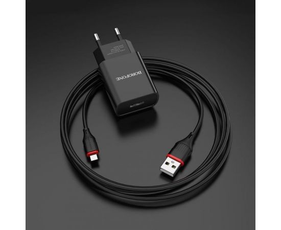 Сетевое ЗУ Borofone BA20A, 1хUSB-А + кабель AM-microBM, 1 м, черный 23752-BA20ABKM – изображение 2