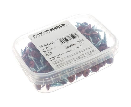 Прессшайба Качественный КРЕПЕЖ 4.2х19 мм, красное вино RAL 3005, острая, 220 шт 0200239 КЧ – изображение 2