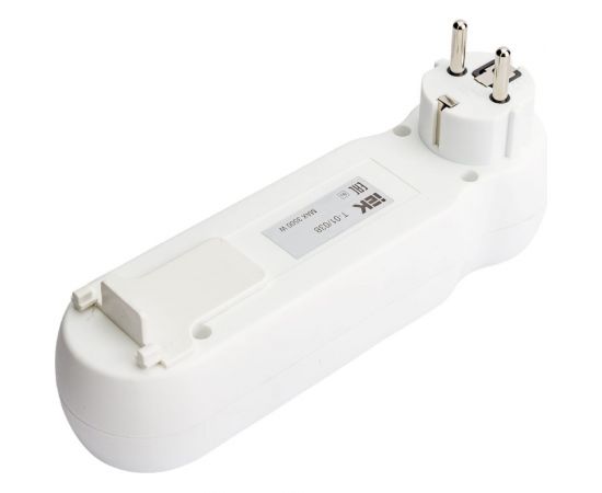 Белый тройник с выключателем IEK, Т-01/03В 3 места 2P+PE 16А WTP10-16-03-ZK-K01 – изображение 2