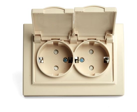 2-местная розетка STEKKER с заземлением, с крышкой, pst16-9015-02, 250в, 16а, серия эрна, слоновая кость, 49137 – изображение 7