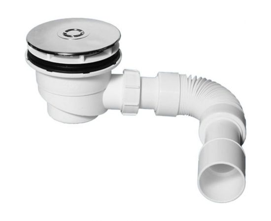 Сифон для поддона McAlpine (выпуск 113 мм) 90/100-1 1/2, h=82 мм, с гофрой 40/50 (L=300-500мм) MRS4C-F 