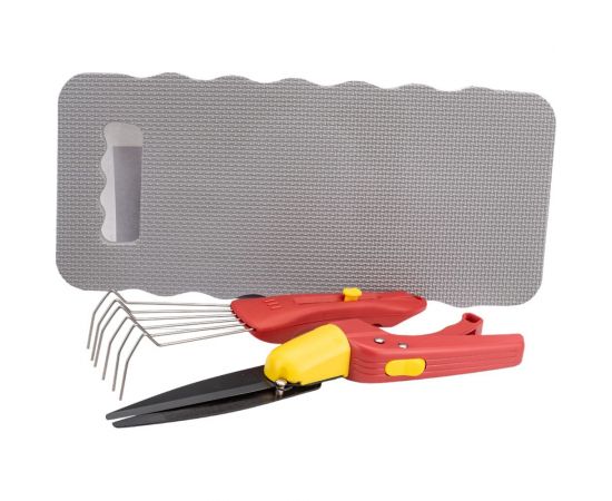 Садовый набор GRINDA:ножницы для стрижки травы, подколенник, грабельки 8-422035 