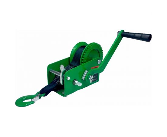 Лебедка ручная барабанная HITCH HW 900 кг лента 10 м SZ073177 