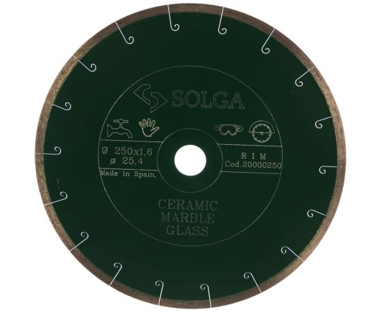 Диск алмазный сплошной (250х25,4 мм) CERAMICS MARBLE Solga Diamant 20000250 