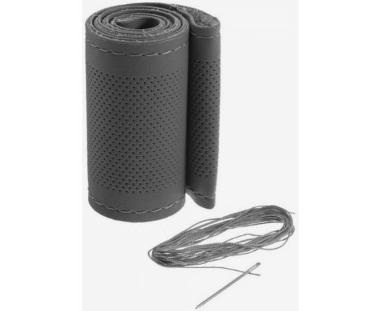 Сшивной чехол на руль Cartage 38 см, натуральная кожа, антискользящая, серый 3942782 