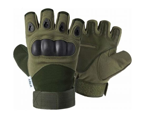 Перчатки тактические без пальцев Ifrit KRATOS замша/нейлон/пластик, хаки, р.XL Рук-602/1-XL 