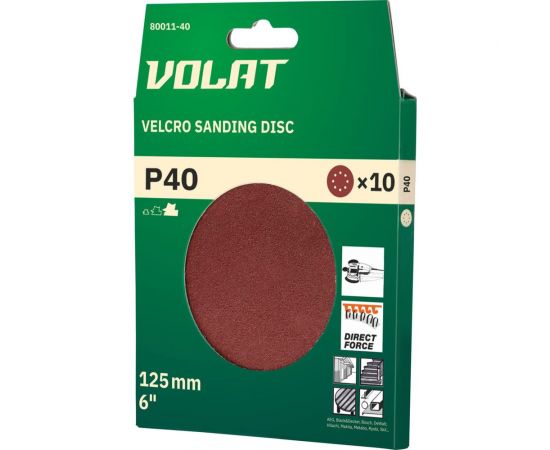 Шлифлист круглый 10 шт, 125 мм, Р40 ВОЛАТ 80011-40 – изображение 2